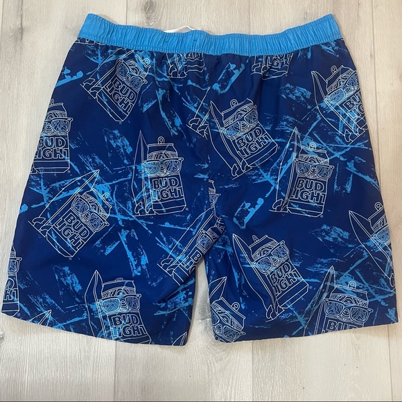 Bud Light Men’s Blue Swimming Trunks with Built in Mesh Briefs Size XL - Picture 7 of 9